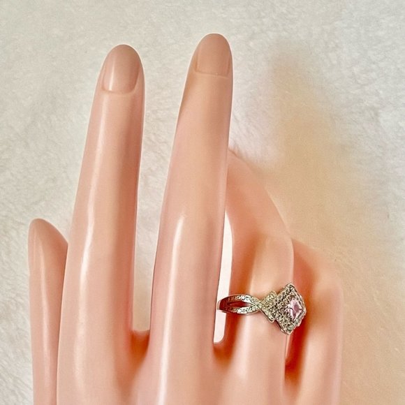 New Bridgeton 925 Silver Diamond Pink Sapphire Ring - Picture 7 of 7